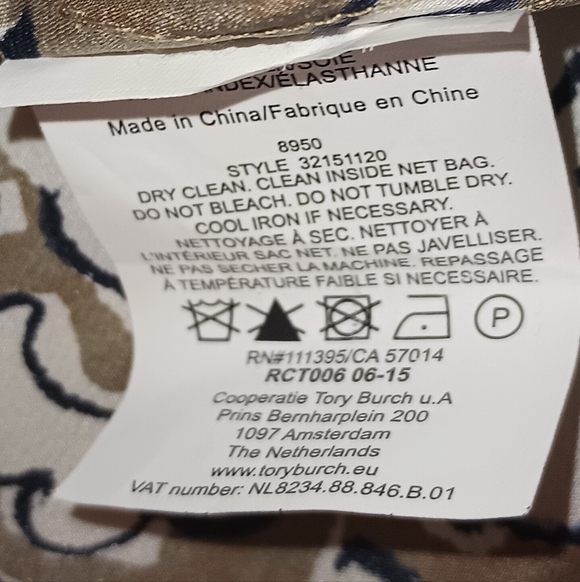 Tory Burch Tan, Black And White Patterned Silk Blouse SZ14 - Picture 4 of 6